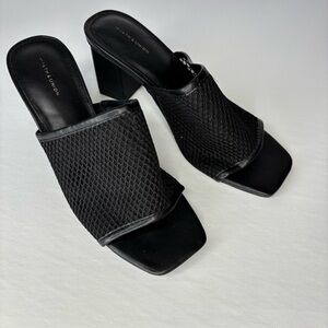 14th & Union Black Mesh High‎ Heels Sandals Square Toe Women's  7M SH3